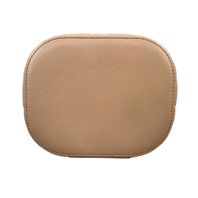 【2297】CHANEL香奈兒 稜格紋皮穿鏈翻蓋 羊皮 化妝盒斜挎包手提包 小號 淺米色-5