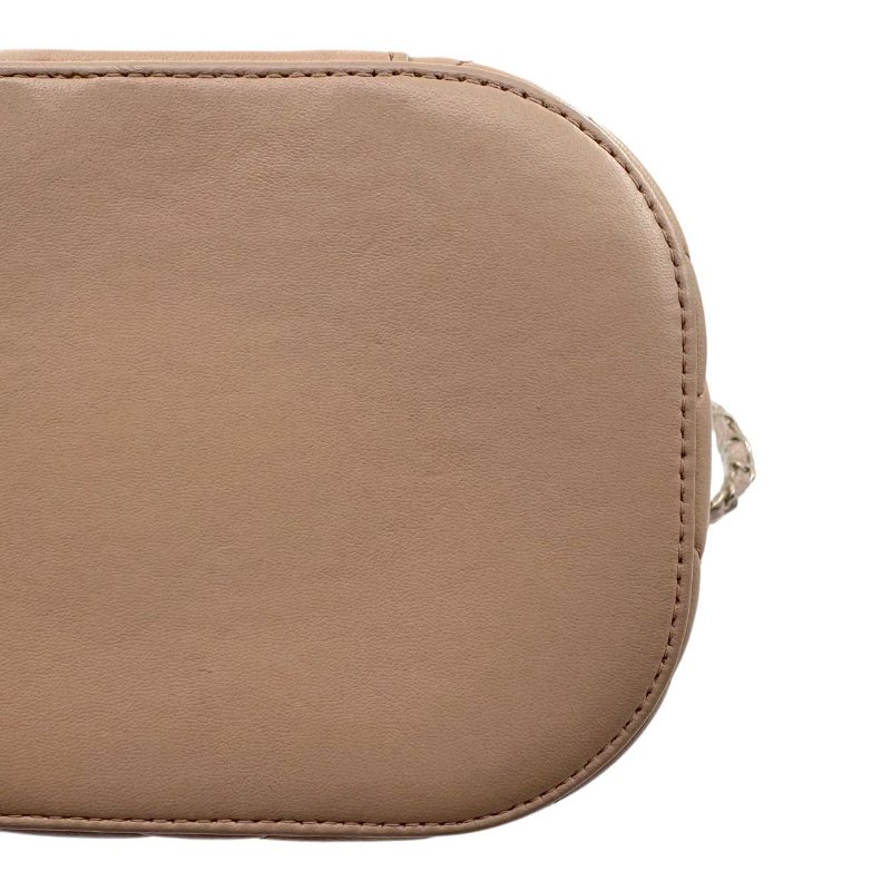 【2297】CHANEL香奈兒 稜格紋皮穿鏈翻蓋 羊皮 化妝盒斜挎包手提包 小號 淺米色-10