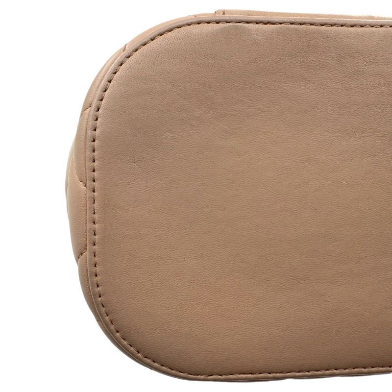 【2297】CHANEL香奈兒 稜格紋皮穿鏈翻蓋 羊皮 化妝盒斜挎包手提包 小號 淺米色-11