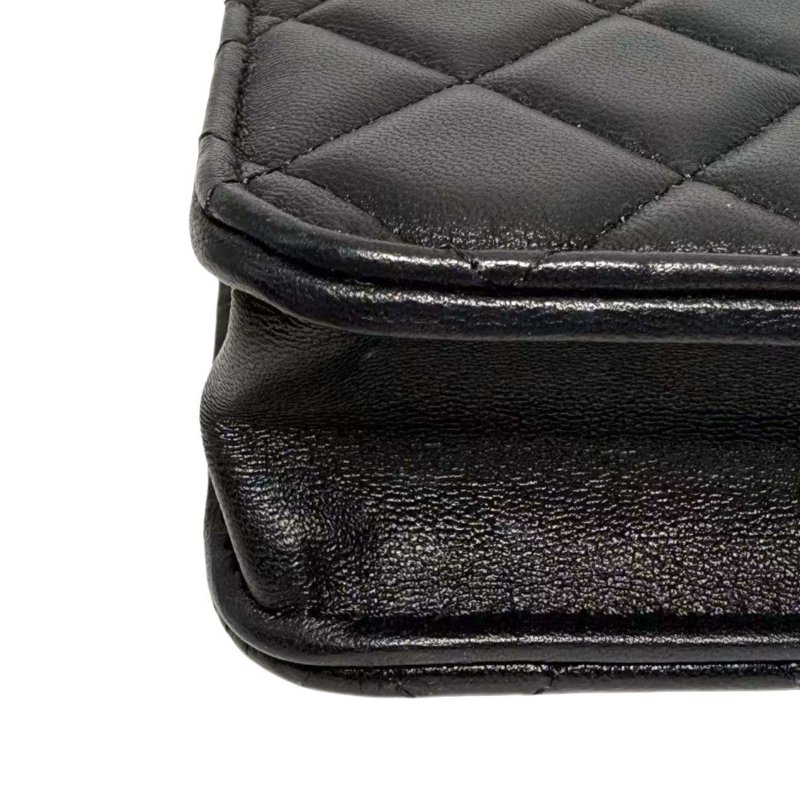 【2519】香奈兒 Chanel 23P春夏WOC 黑粉配色手柄鏈條翻蓋皮穿鏈 羊皮 芯片款-8