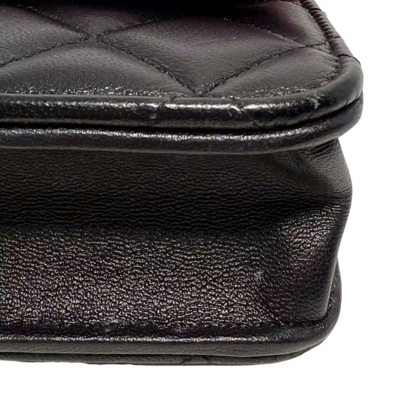 【2519】香奈兒 Chanel 23P春夏WOC 黑粉配色手柄鏈條翻蓋皮穿鏈 羊皮 芯片款-13