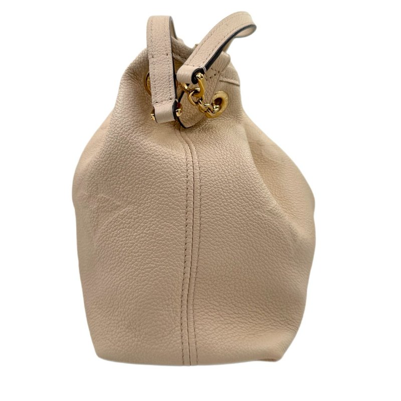 【2155】LOUIS VUITTON Bundle Logo印花可拆卸肩帶 皮革 單肩斜挎手提包 女款 米色-3