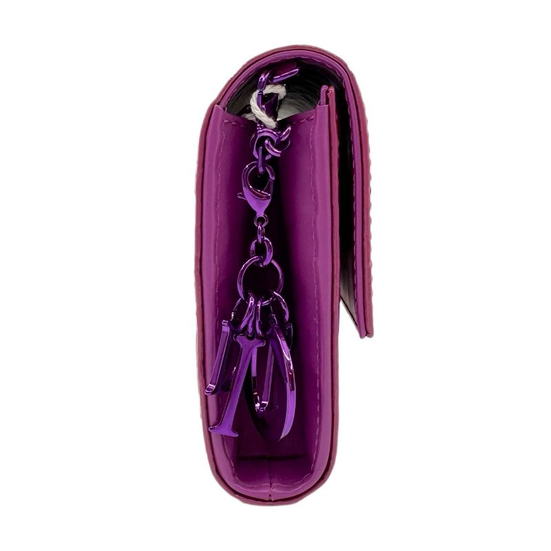 Dior長款鏈包錢包 桃粉色 漆皮 S碼-2