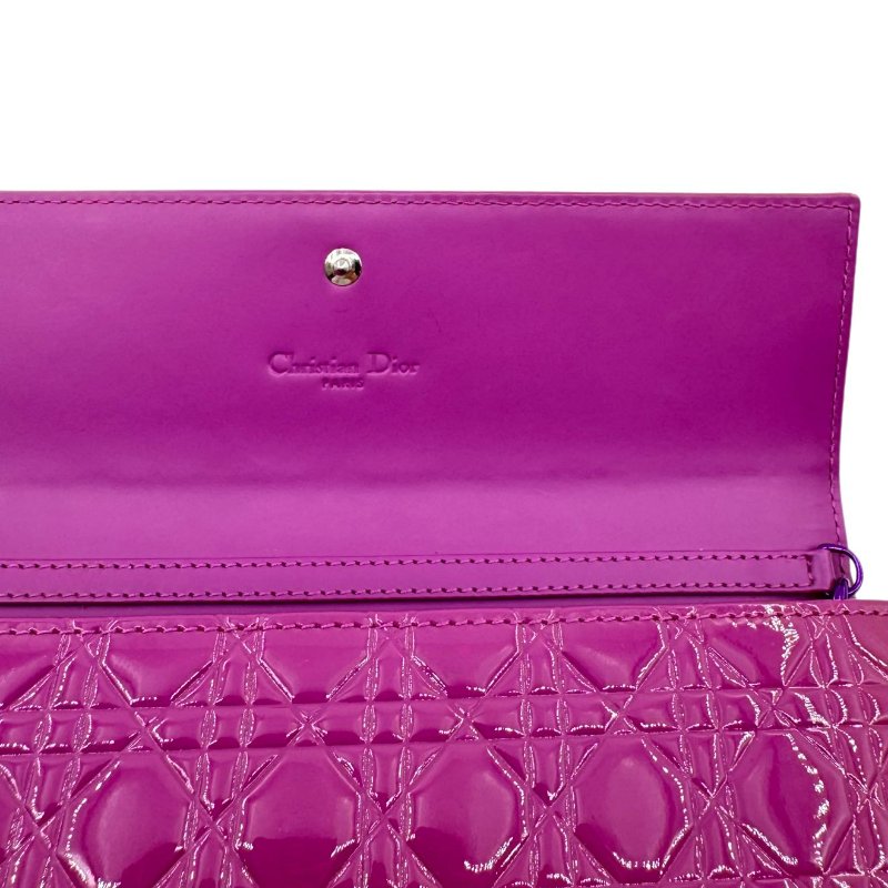 Dior長款鏈包錢包 桃粉色 漆皮 S碼-7