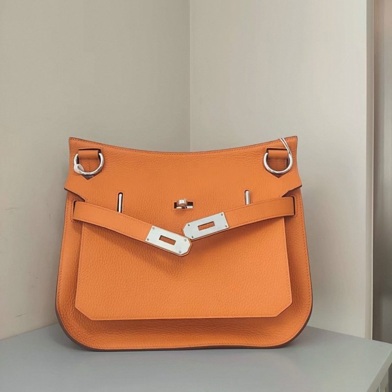 Hermes愛馬仕吉普賽橙色銀扣TC皮框Q刻 成色：99新-0