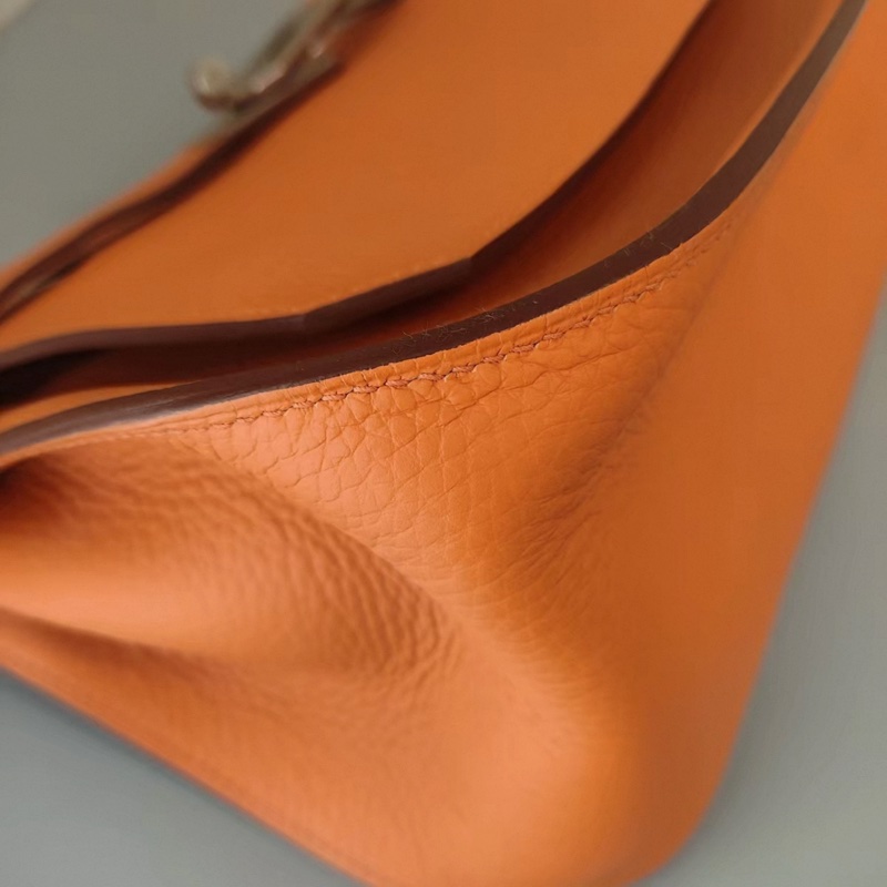 Hermes愛馬仕吉普賽橙色銀扣TC皮框Q刻 成色：99新-4