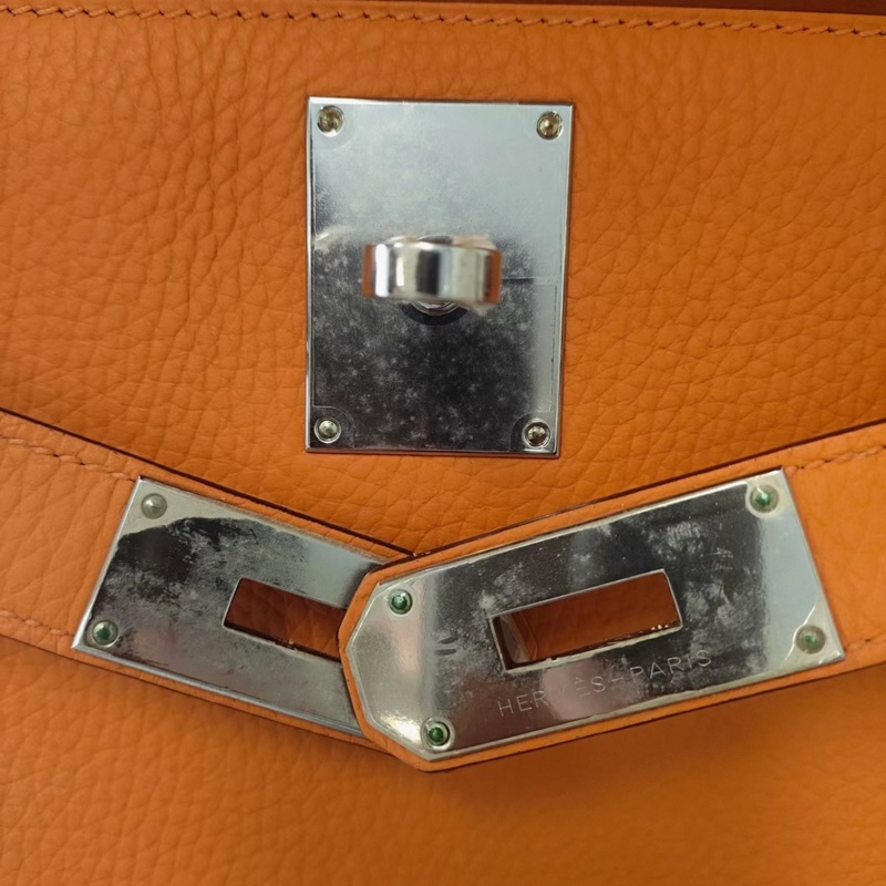 Hermes愛馬仕吉普賽橙色銀扣TC皮框Q刻 成色：99新-5