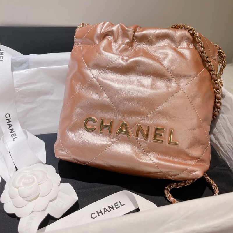 CHANEL 22BAG MINI 金屬香檳粉-0