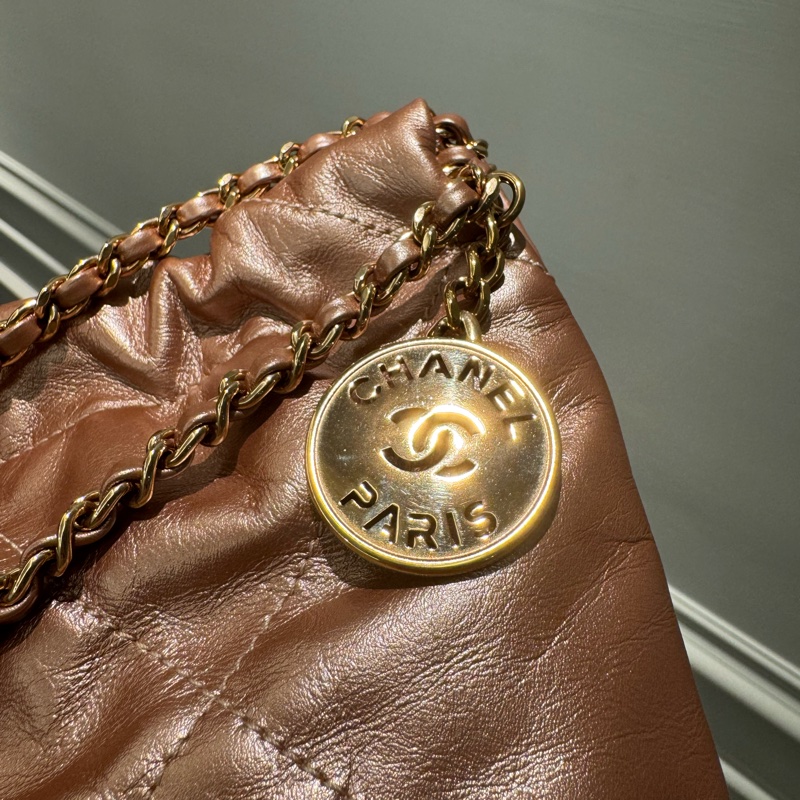 CHANEL 22BAG MINI 金屬香檳粉-2