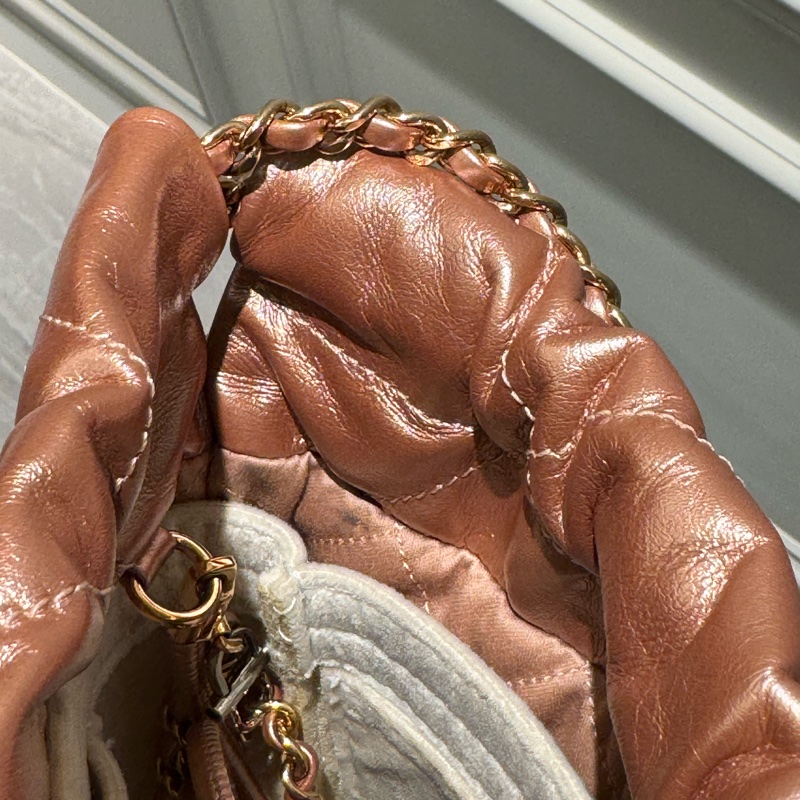 CHANEL 22BAG MINI 金屬香檳粉-5