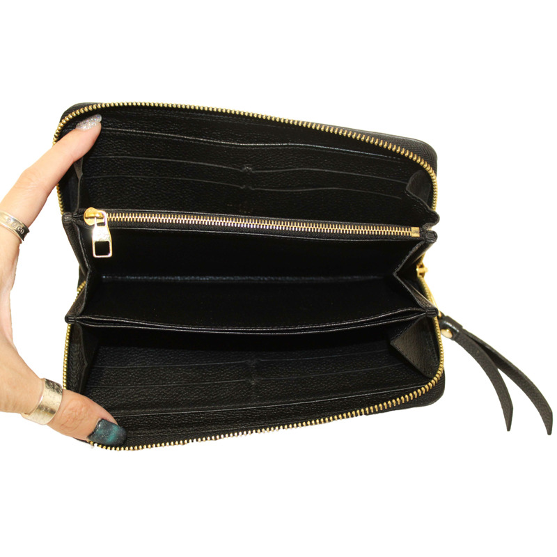 Louis Vuitton Black Monogram Empreinte Leather Zippy Wallet-15