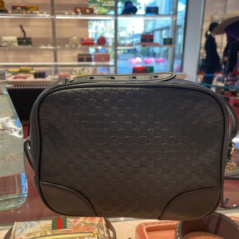 超低價出售😍Gucci古馳全皮黑色壓紋相機包單肩斜挎包-2