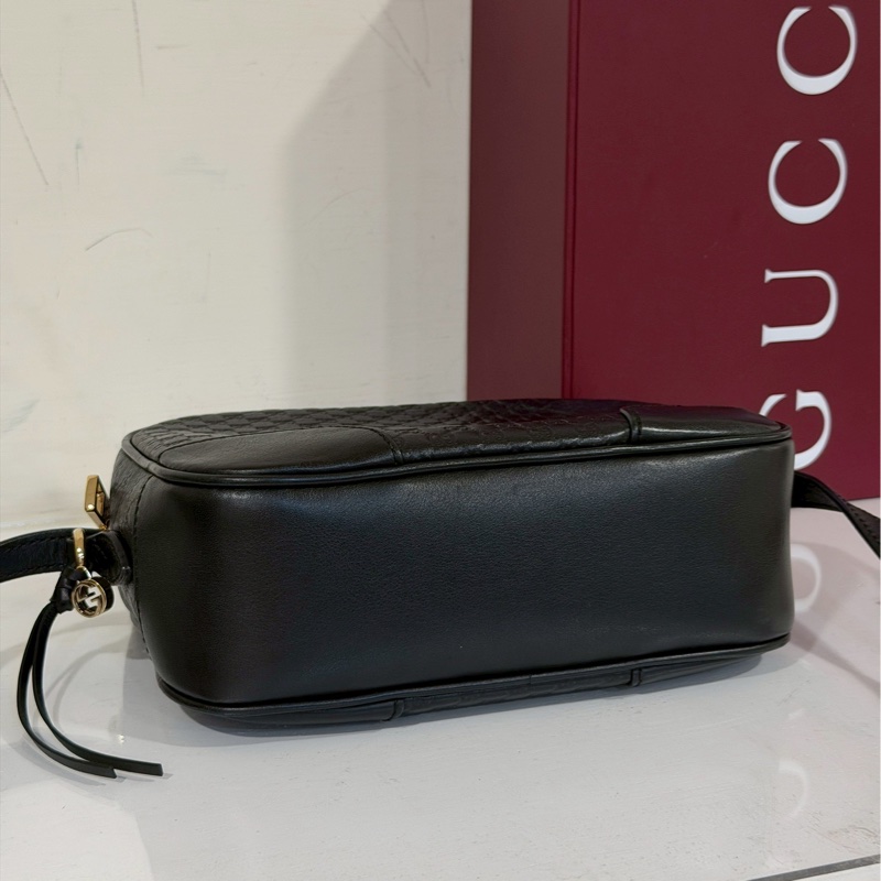 超低價出售😍Gucci古馳全皮黑色壓紋相機包單肩斜挎包-6