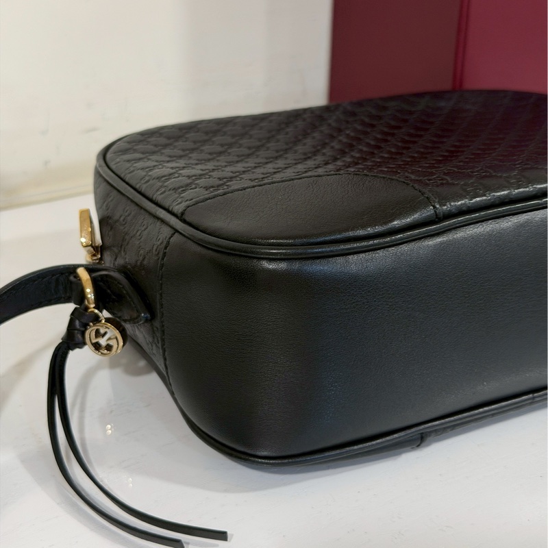 超低價出售😍Gucci古馳全皮黑色壓紋相機包單肩斜挎包-7