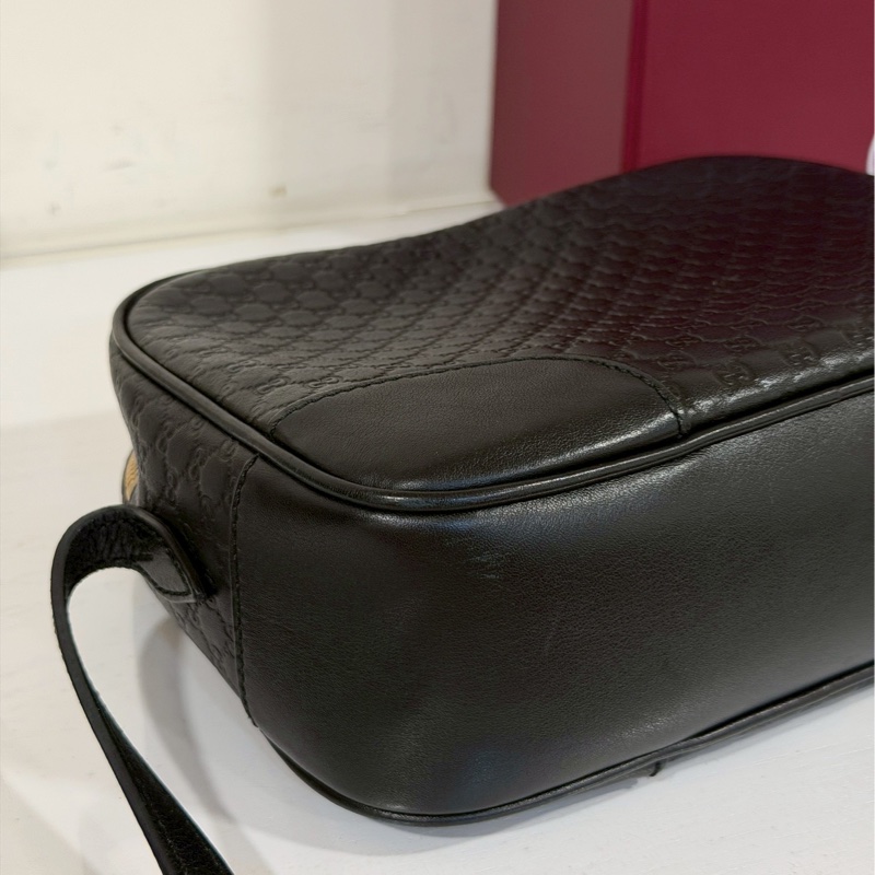 超低價出售😍Gucci古馳全皮黑色壓紋相機包單肩斜挎包-10