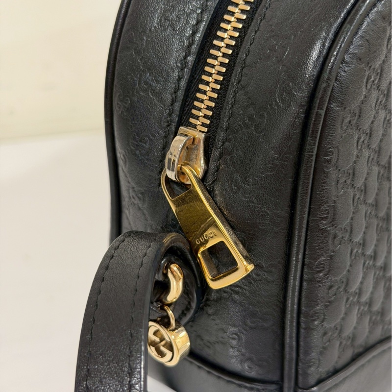 超低價出售😍Gucci古馳全皮黑色壓紋相機包單肩斜挎包-11