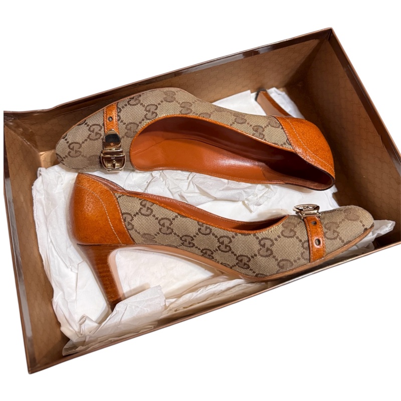 GUCCI經典老花高跟鞋 EU39-1