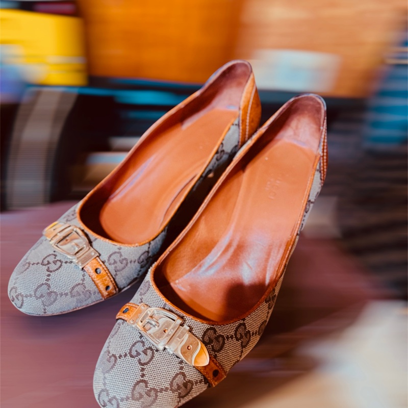 GUCCI經典老花高跟鞋 EU39-5