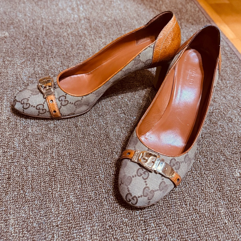 GUCCI經典老花高跟鞋 EU39-9