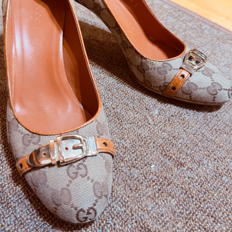 GUCCI經典老花高跟鞋 EU39-15