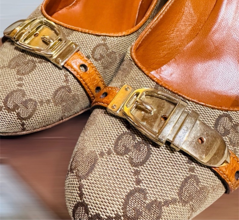 GUCCI經典老花高跟鞋 EU39-16