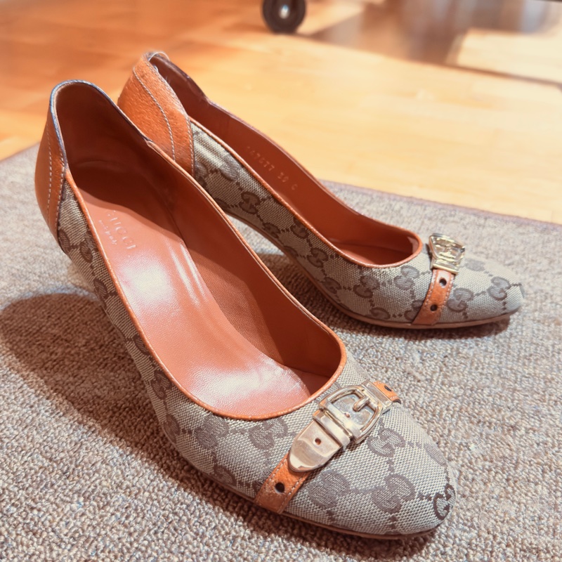 GUCCI經典老花高跟鞋 EU39-17