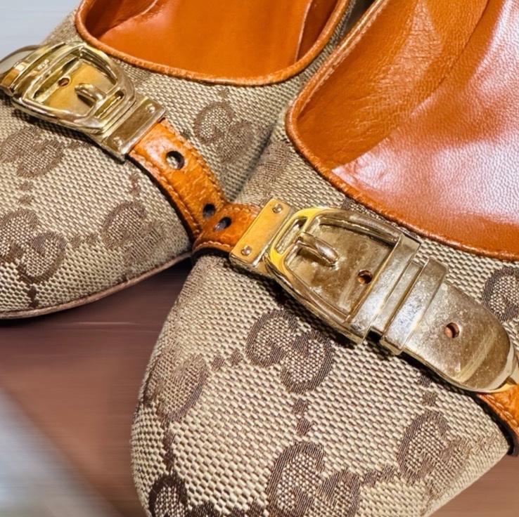 GUCCI經典老花高跟鞋 EU39-28