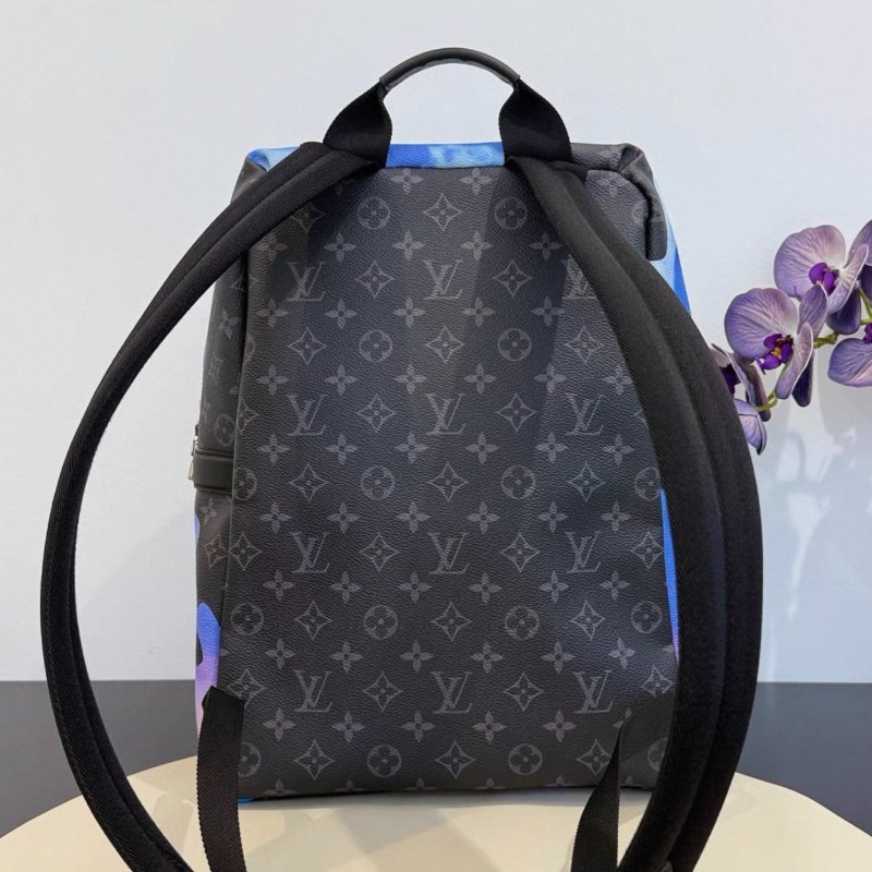 LV Discovery 藍紫色雲朵圖案拼老花後背包 芯片款 全新配件塵袋-5