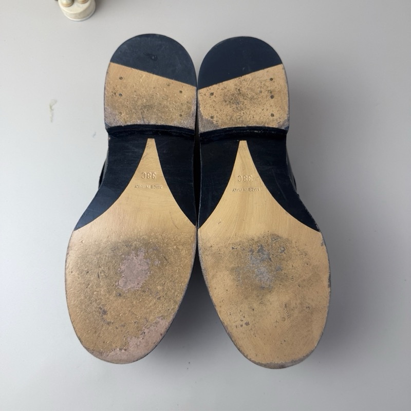 CHANEL香奈兒 樂福鞋字母logo黑金鎖鏈雙C 38碼-13