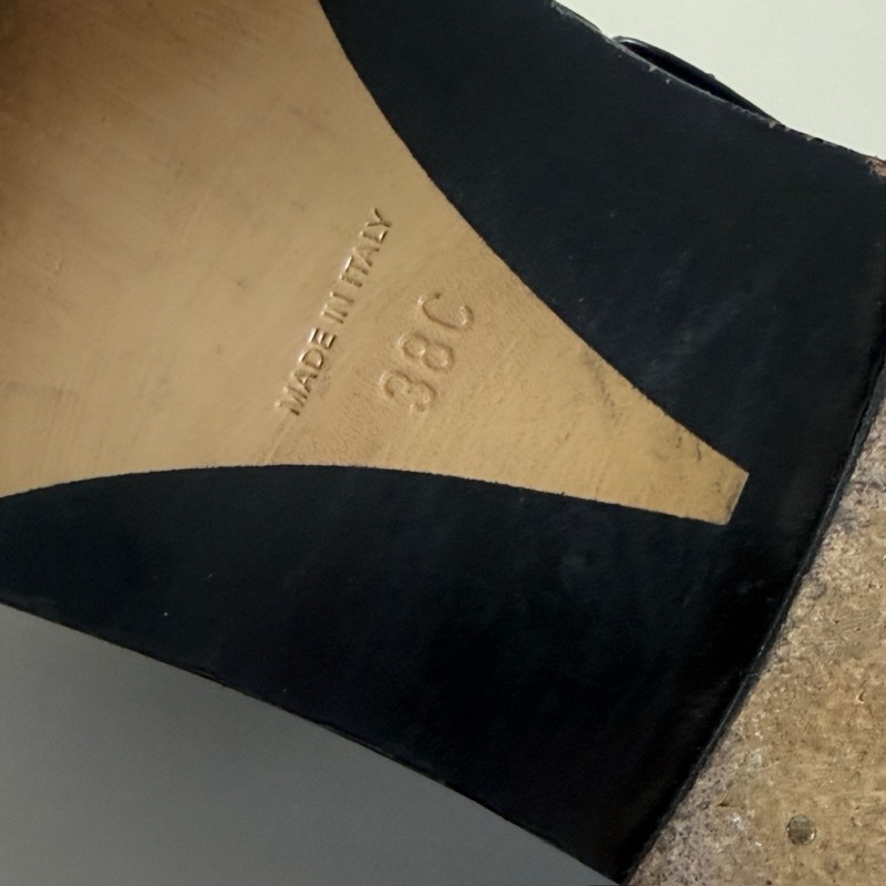 CHANEL香奈兒 樂福鞋字母logo黑金鎖鏈雙C 38碼-15