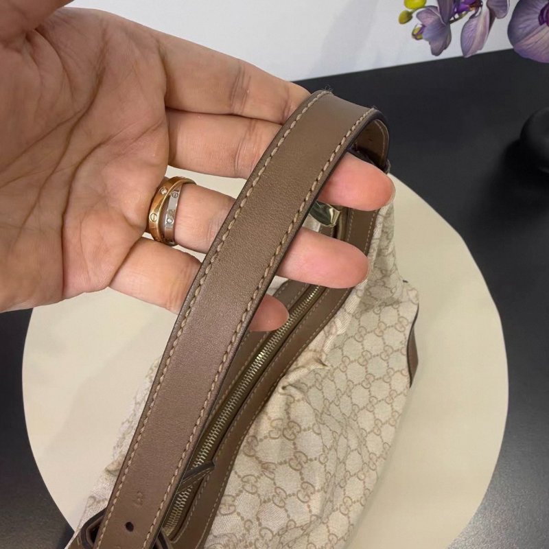 Gucci 老花拼皮hobo腋下斜背包34*30cm 98新配件塵袋-3