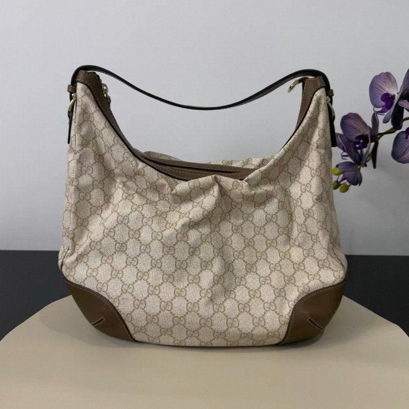 Gucci 老花拼皮hobo腋下斜背包34*30cm 98新配件塵袋-6