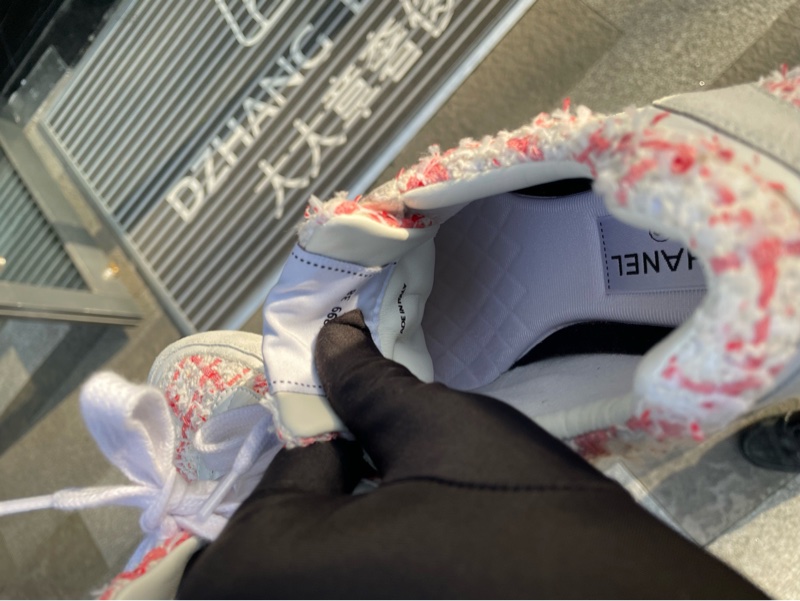 99新CHANEL香奈兒 皮革徽標 系帶低幫 生活體閒鞋 女款粉米色-5