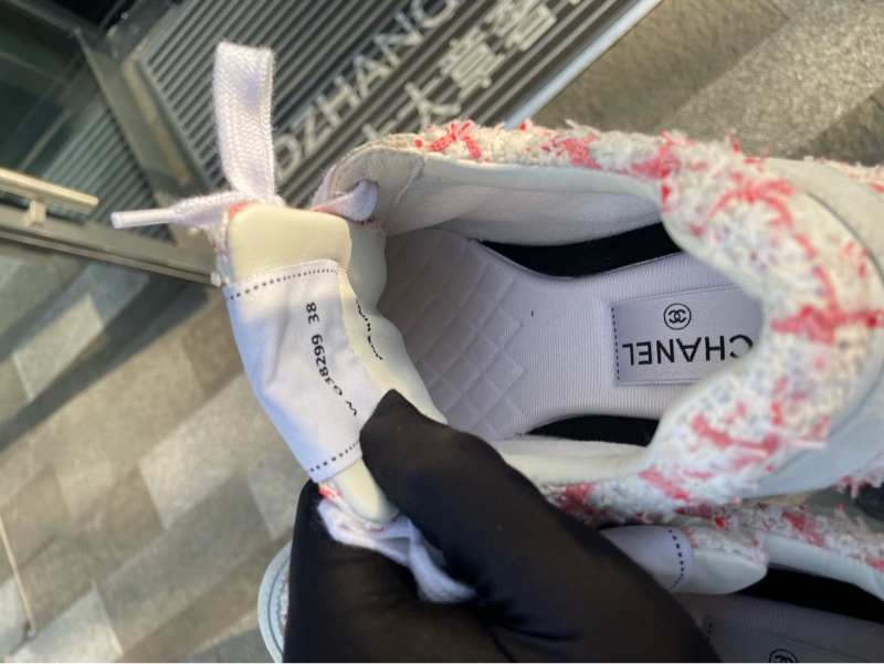 99新CHANEL香奈兒 皮革徽標 系帶低幫 生活體閒鞋 女款粉米色-10