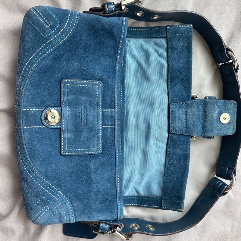 ✨3200帶走✨coach丹寧牛仔藍麂皮法棍-4