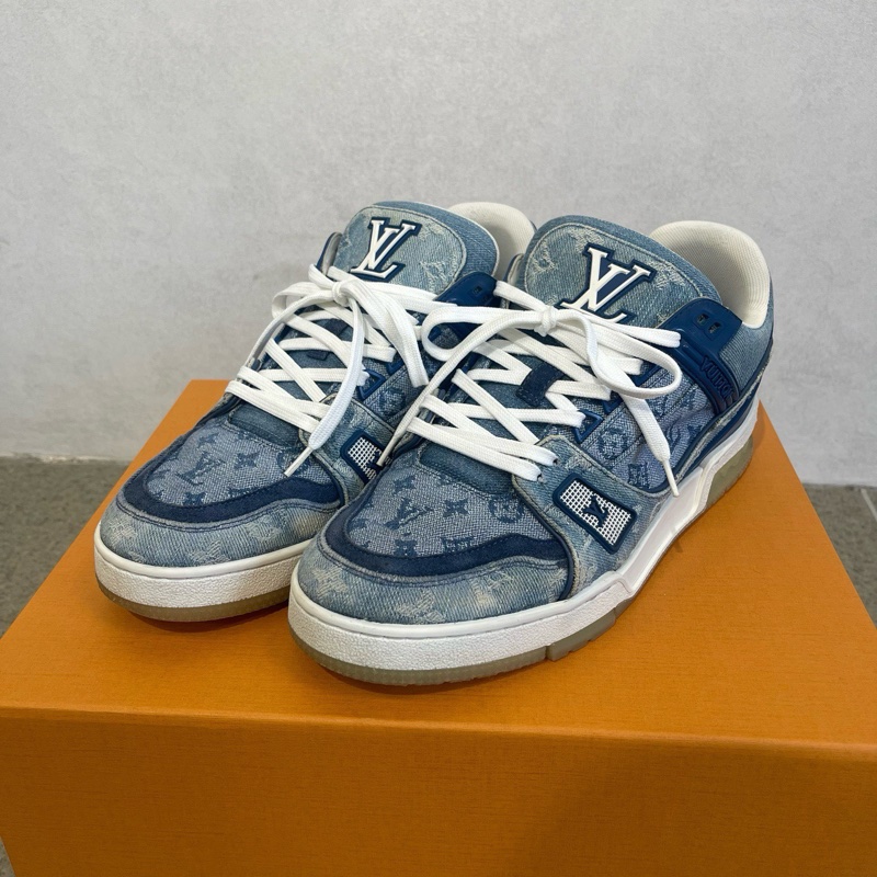 LV路易威登牛仔拼接Trainer板鞋，UK7    41 碼 98新-0