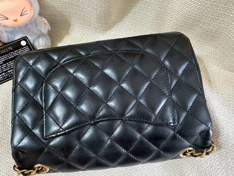 小巴黎二手名牌 Chanel mini coco 20cm 黑金 牛皮 宮廷款-13