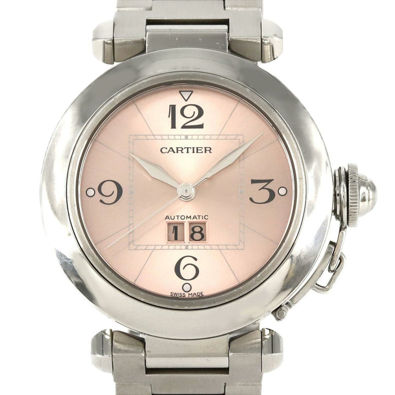 卡地亞 Pasha C Grande Date W31058M7 精鋼自動腕錶-0