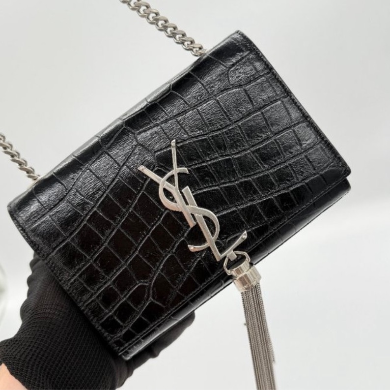 YSL KATE鱷魚壓紋流蘇鏈條包-5