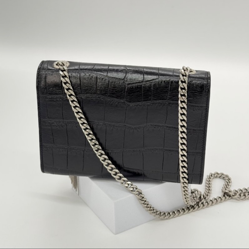 YSL KATE鱷魚壓紋流蘇鏈條包-6