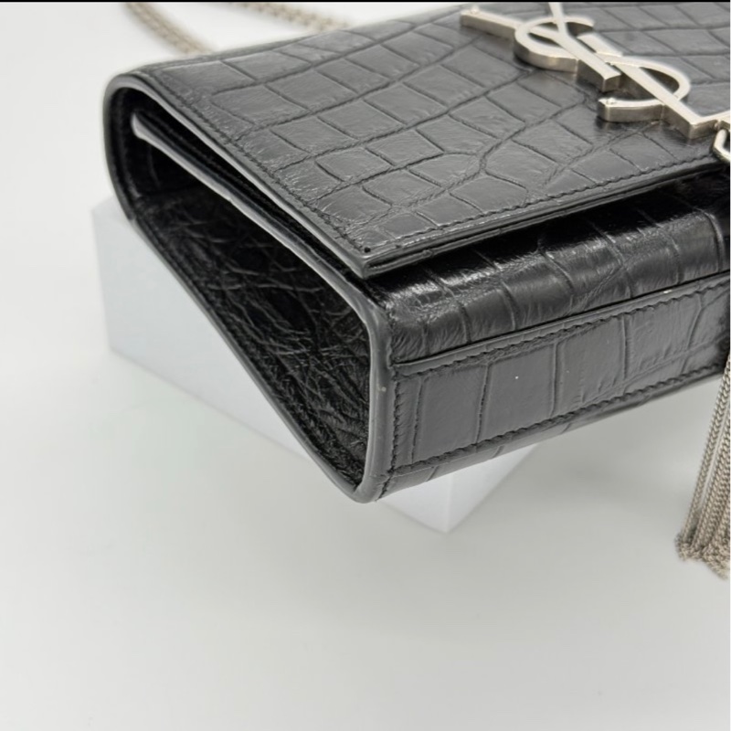 YSL KATE鱷魚壓紋流蘇鏈條包-7