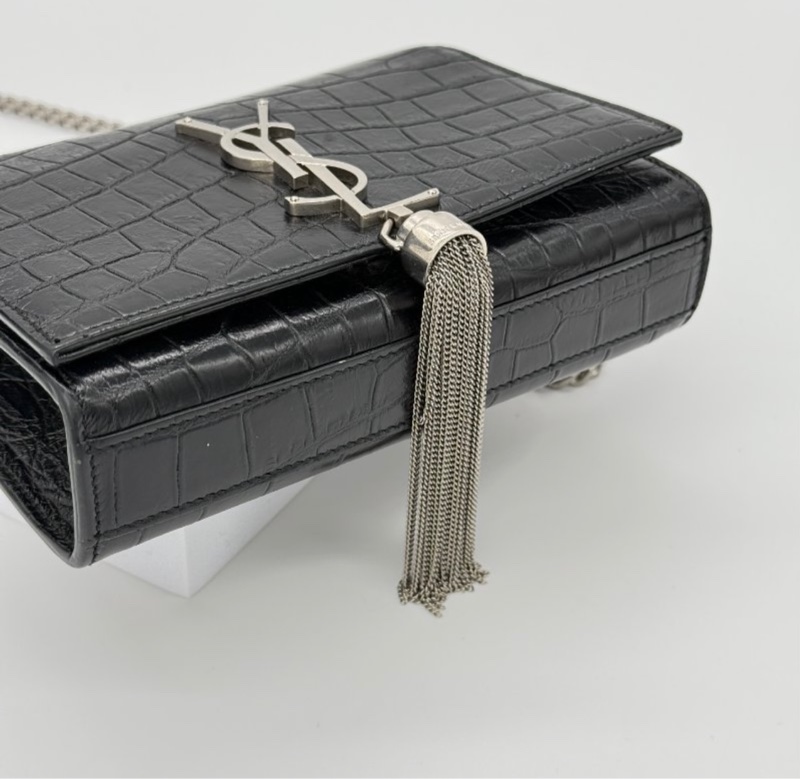 YSL KATE鱷魚壓紋流蘇鏈條包-9