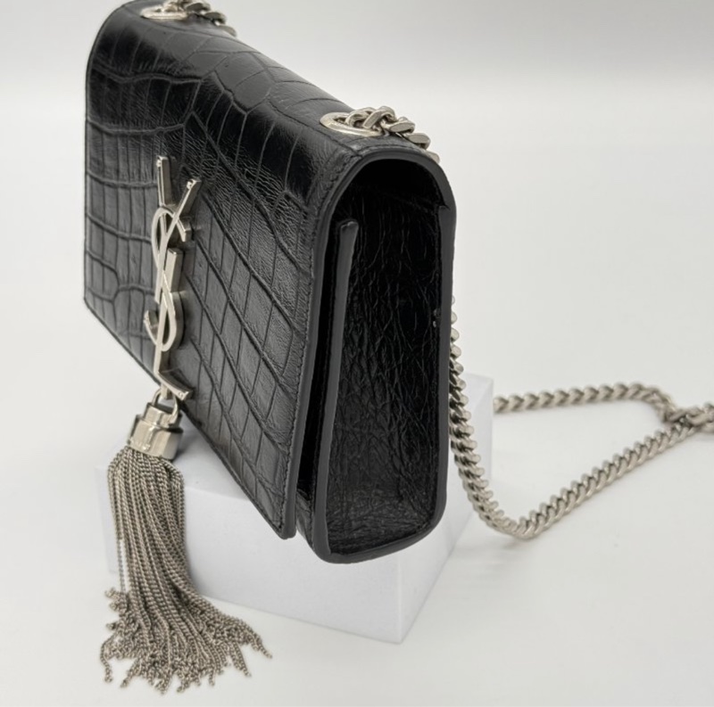 YSL KATE鱷魚壓紋流蘇鏈條包-11