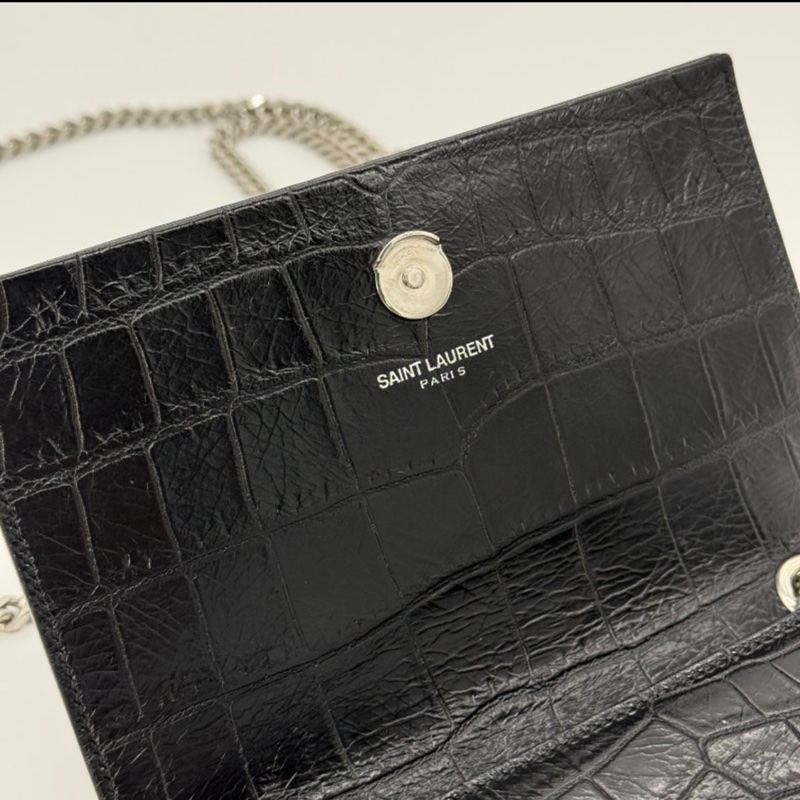 YSL KATE鱷魚壓紋流蘇鏈條包-13