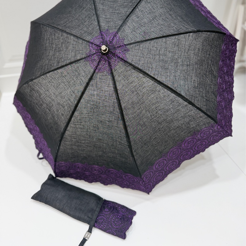 Balenciaga 巴黎世家 黑紫 蕾絲 雨傘 洋傘 遮陽傘-1
