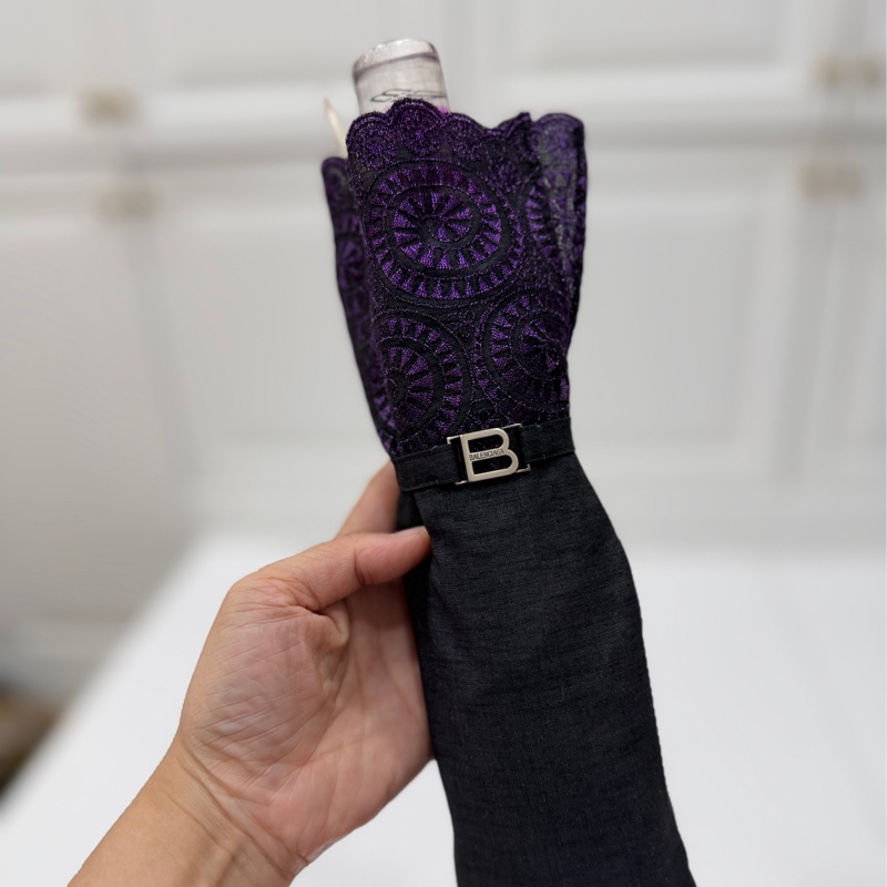 Balenciaga 巴黎世家 黑紫 蕾絲 雨傘 洋傘 遮陽傘-2