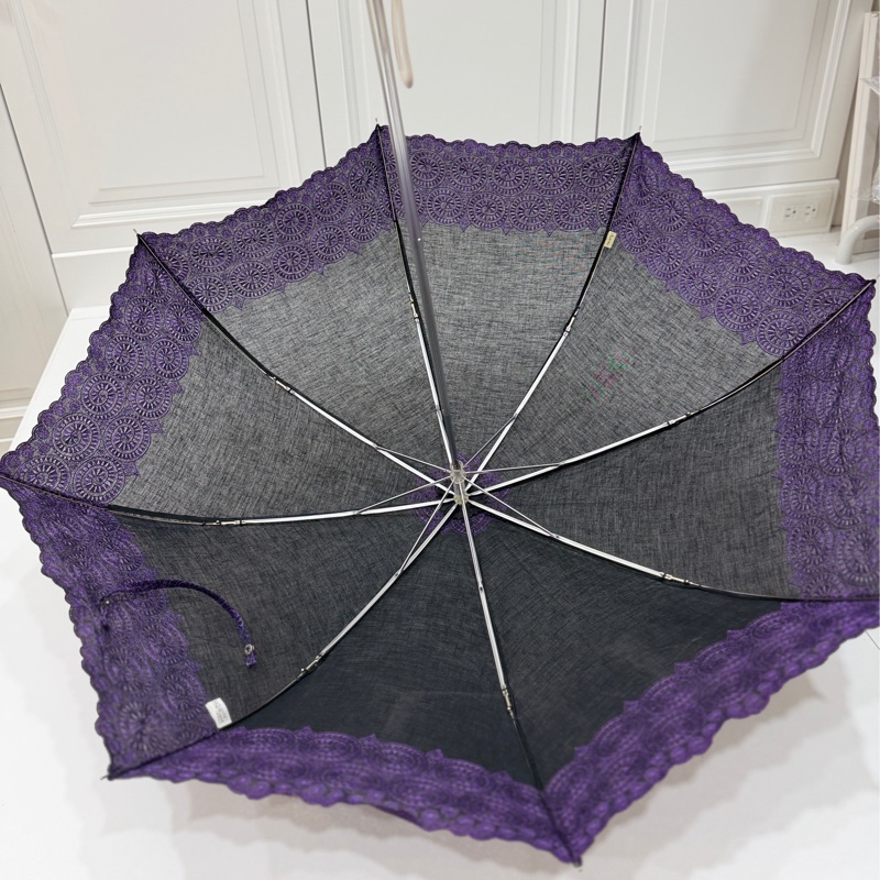 Balenciaga 巴黎世家 黑紫 蕾絲 雨傘 洋傘 遮陽傘-7