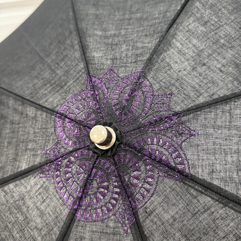 Balenciaga 巴黎世家 黑紫 蕾絲 雨傘 洋傘 遮陽傘-8