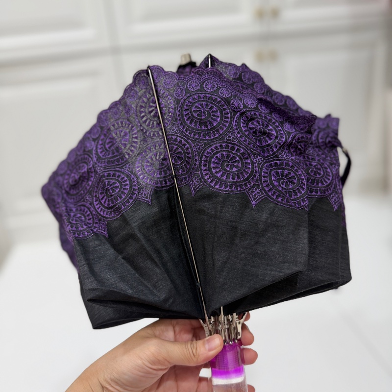 Balenciaga 巴黎世家 黑紫 蕾絲 雨傘 洋傘 遮陽傘-18