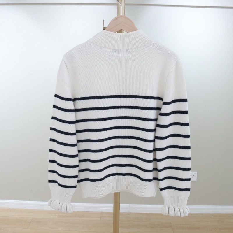 ❤️ CHANEL 山羊絨 條紋LOGO毛衣-1